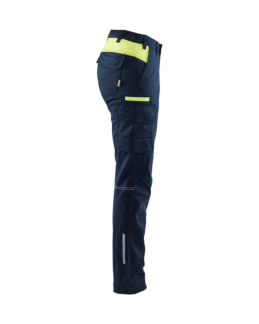 Blaklader Women's Industry Trousers Stretch 7144 #colour_dark-navy-blue-hi-vis-yellow