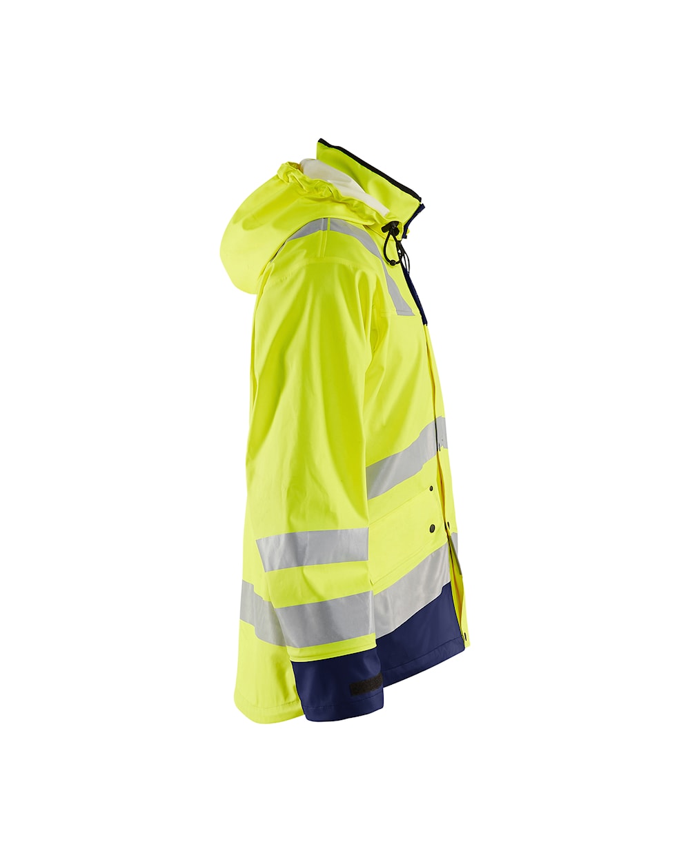 Blaklader Rain Jacket Hi-Vis Level 3 4327 #colour_hi-vis-yellow-navy-blue