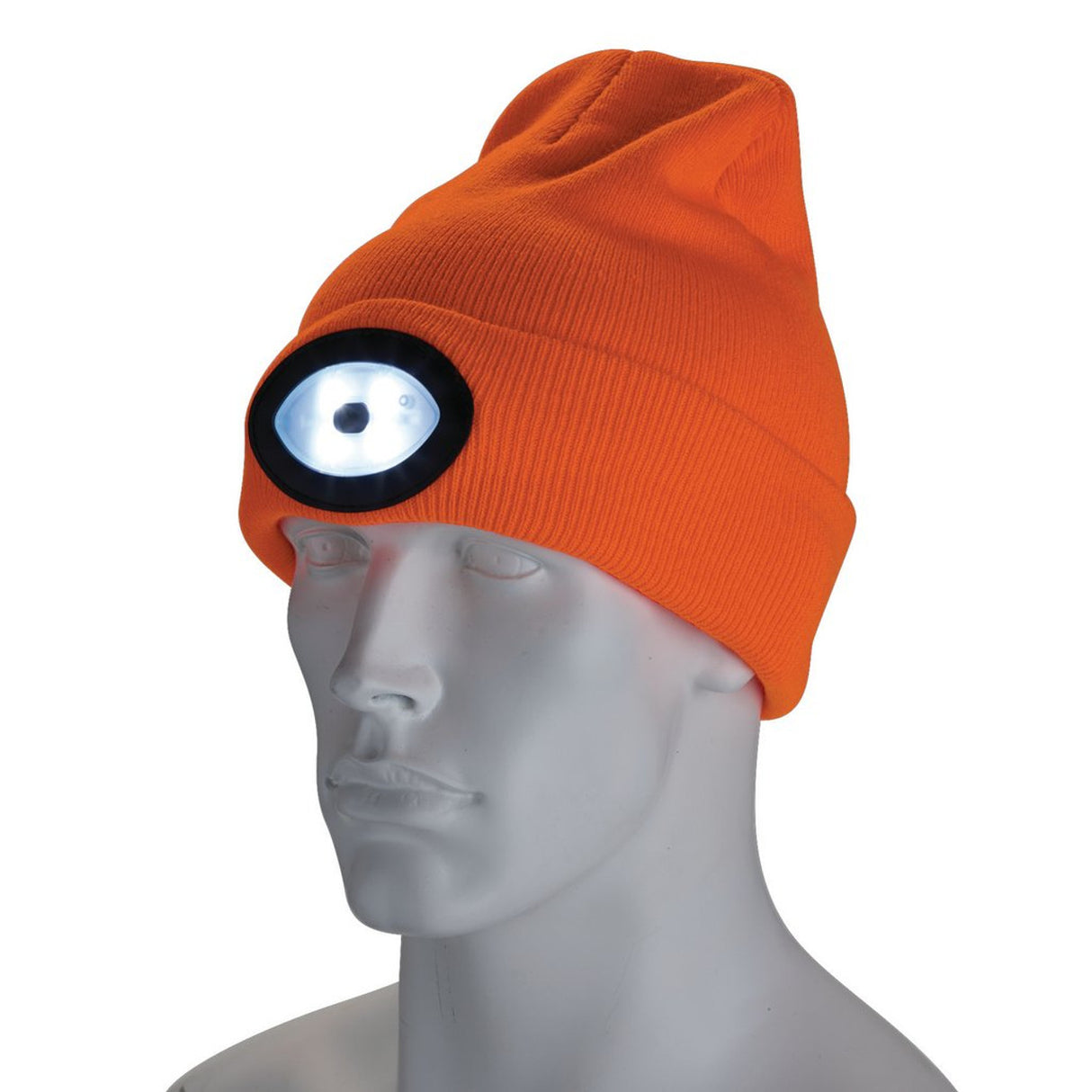 Draper Tools Beanie Hat With Rechargeable Torch, One Size, 1W, 100 Lumens, High-Vis Orange