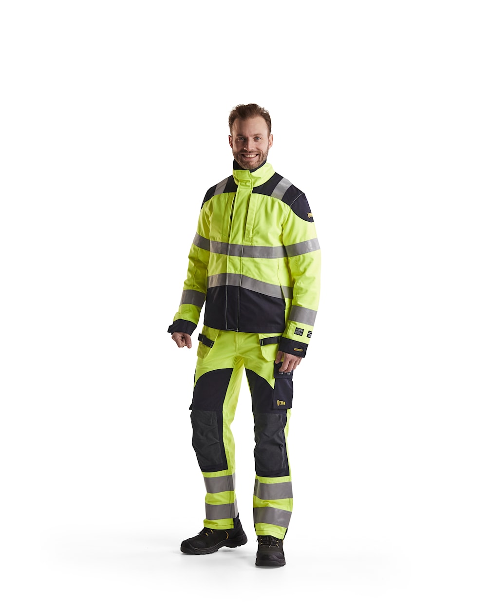 Blaklader Multinorm Inherent Trousers 1589 #colour_hi-vis-yellow-navy-blue