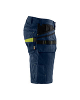 Blaklader Service Shorts with Nailpockets 1494 #colour_dark-navy-blue-hi-vis-yellow