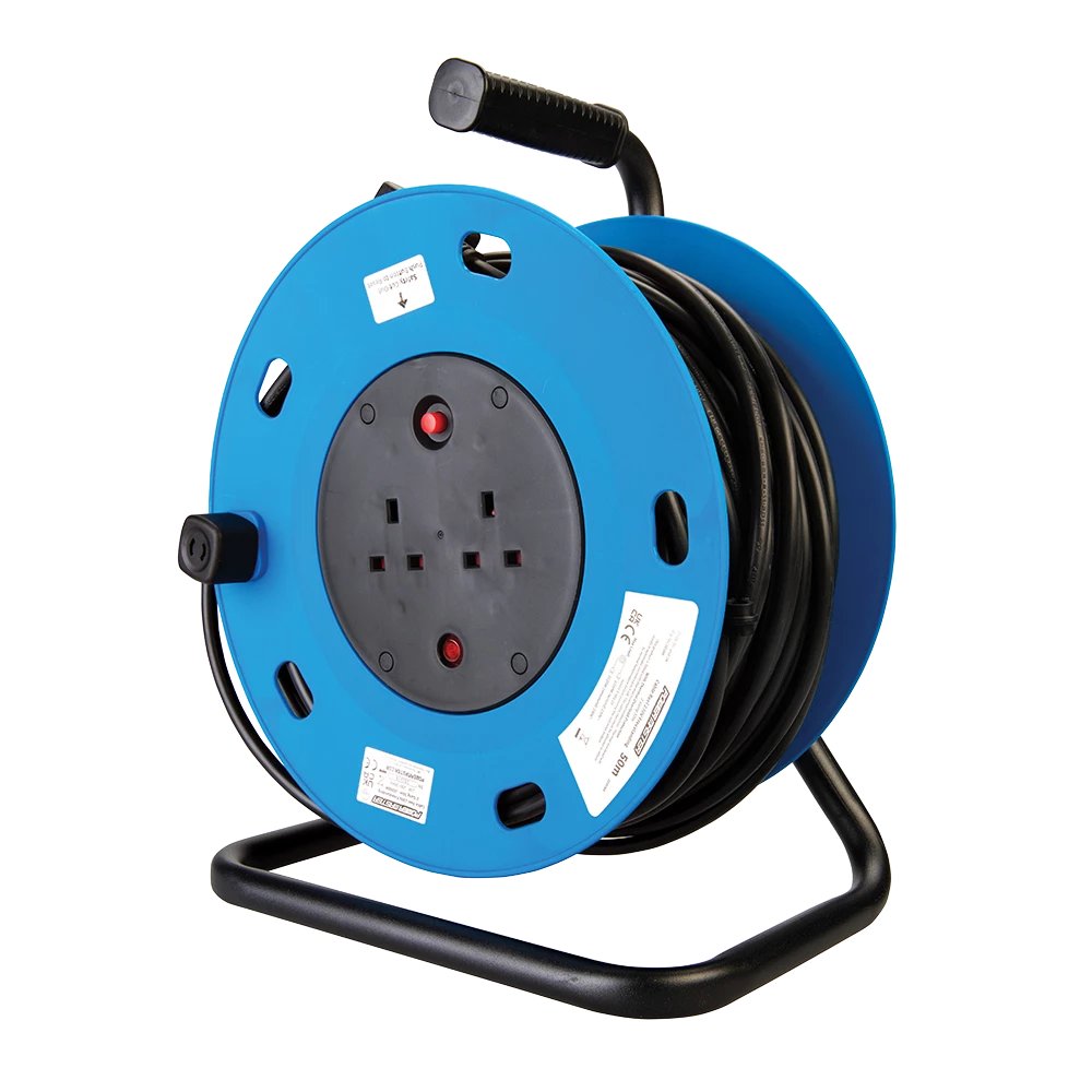 Powermaster Cable Reel Freestanding 13A 230V - 2-Gang 50m