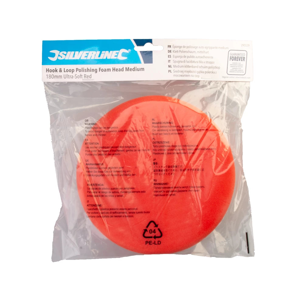 Silverline Hook & Loop Polishing Foam Head - Ultra-Soft Red