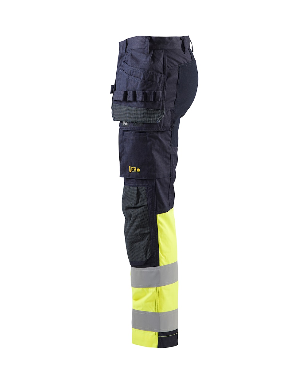 Blaklader Multinorm Inherent Trousers with Stretch 1487 #colour_navy-blue-hi-vis-yellow