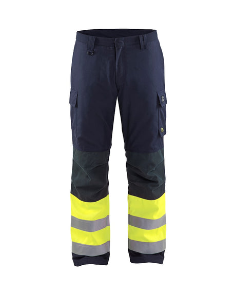 Blaklader Multinorm Winter Trousers 1869 #colour_navy-blue-hi-vis-yellow