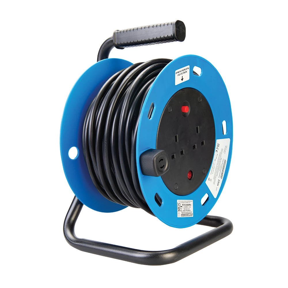 Powermaster Cable Reel Freestanding 13A 230V - 2-Gang 25m