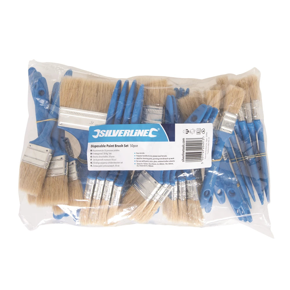 Silverline Disposable Paint Brush Set 50Pce