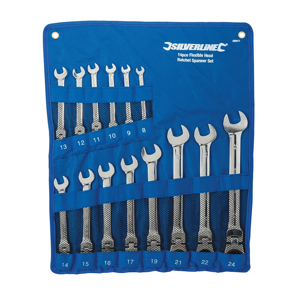 Silverline Flexible Head Ratchet Spanner Set 14Pce