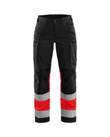 Blaklader Women's Hi-Vis Trousers with Stretch 7161 #colour_black-red-hi-vis