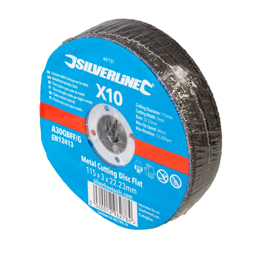 Silverline Metal Cutting Discs Flat 10Pk