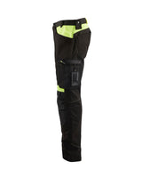 Blaklader Trousers without Nail Pockets 1556 #colour_black-hi-vis-yellow