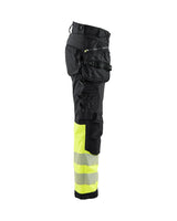 Blaklader Softshell Hi-Vis Trousers Women 7114 #colour_black-hi-vis-yellow