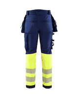 Blaklader Softshell Hi-Vis Trousers 1821 #colour_navy-blue-hi-vis-yellow