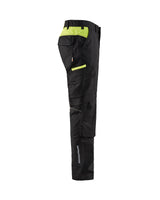 Blaklader Industry Trousers Stretch with Knee Pad Pockets 1448 - Black/Hi-vis yellow #colour_black-hi-vis-yellow