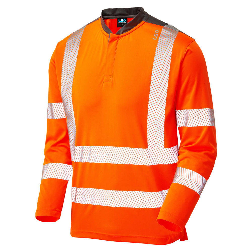 Leo Workwear WATERMOUTH Leo EcoViz COOLMAX High Performance Sleeved T-Shirt