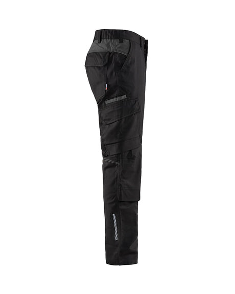 Blaklader Industry Trousers Stretch with Knee Pad Pockets 1448 - Black/Dark grey #colour_black-dark-grey