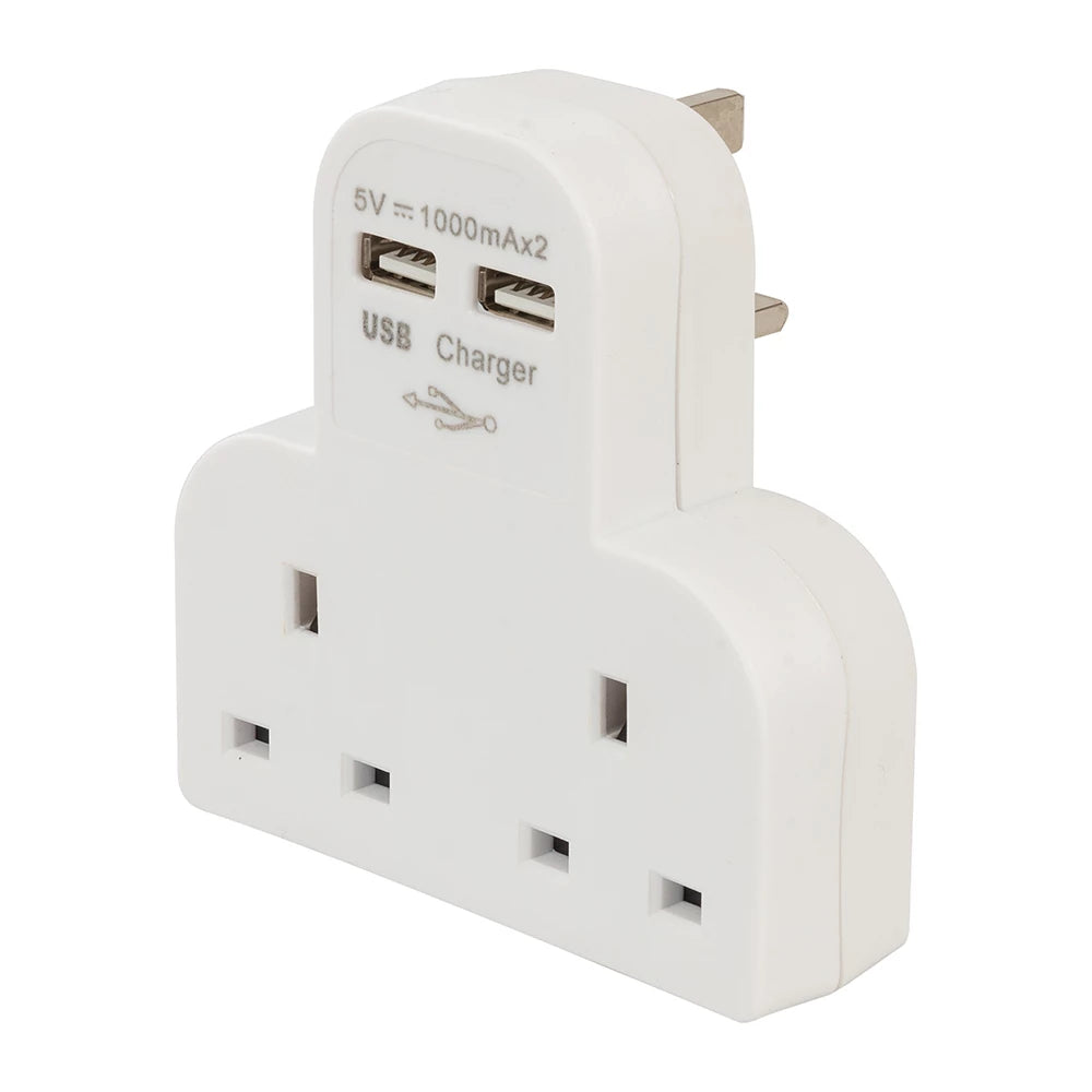 Powermaster Dual Socket T Adaptor With Twin USB