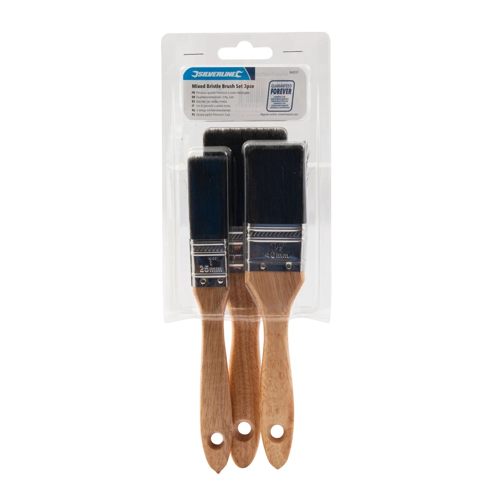 Silverline Mixed Bristle Brush Set 3pce