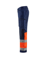 Blaklader Hi-Vis Trousers with Stretch 1551 - Navy Blue/Hi-Vis Orange