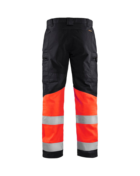 Blaklader Hi-Vis Trousers with Stretch 1551 - Black/Hi-Vis Red