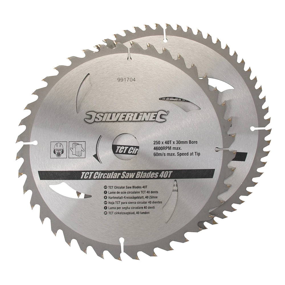 Silverline TCT Circular Saw Blades 40, 60T 2Pk