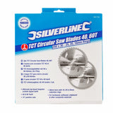 Silverline TCT Circular Saw Blades 40, 60T 2Pk