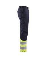 Blaklader Trousers Inherent Steel 1705 #colour_navy-blue-hi-vis-yellow