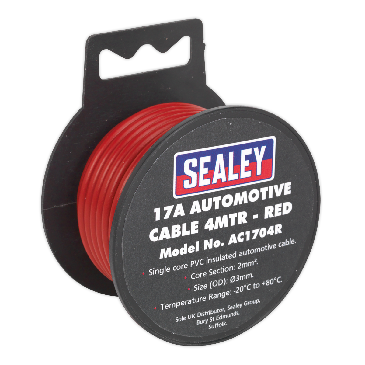 Sealey Automotive Cable Thick Wall 17A 4m Red
