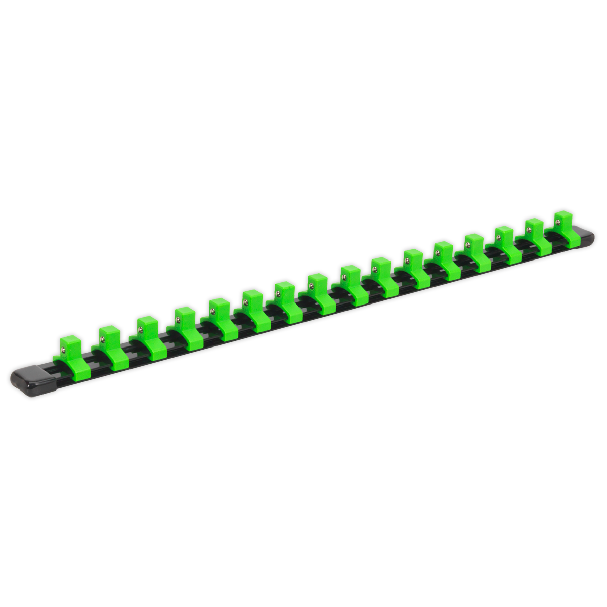 Sealey Socket Retaining Rail with 16 Clips 3/8"Sq Drive - Hi-Vis Green