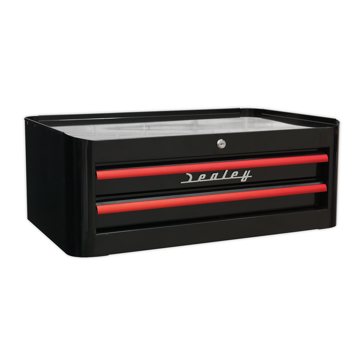 Sealey Mid-Box 2 Drawer Retro Style - Black with Red Anodised Drawer Pulls