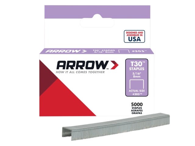 Arrow T30 Staples 305IP 8mm (5/16in) (Box 5000)