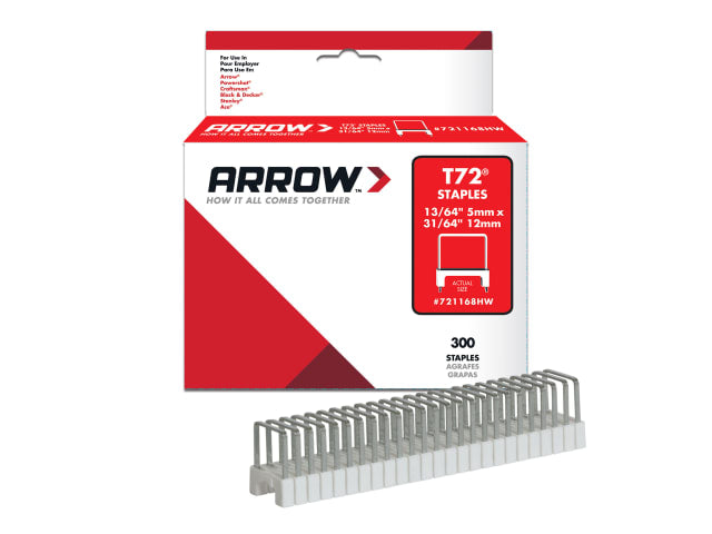 Arrow T72 Clear Insulated Staples 5 x 12mm (Box 300)