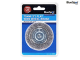 BlueSpot Tools Flat Steel Wire Wheel Brush 75mm x 6mm Arbor