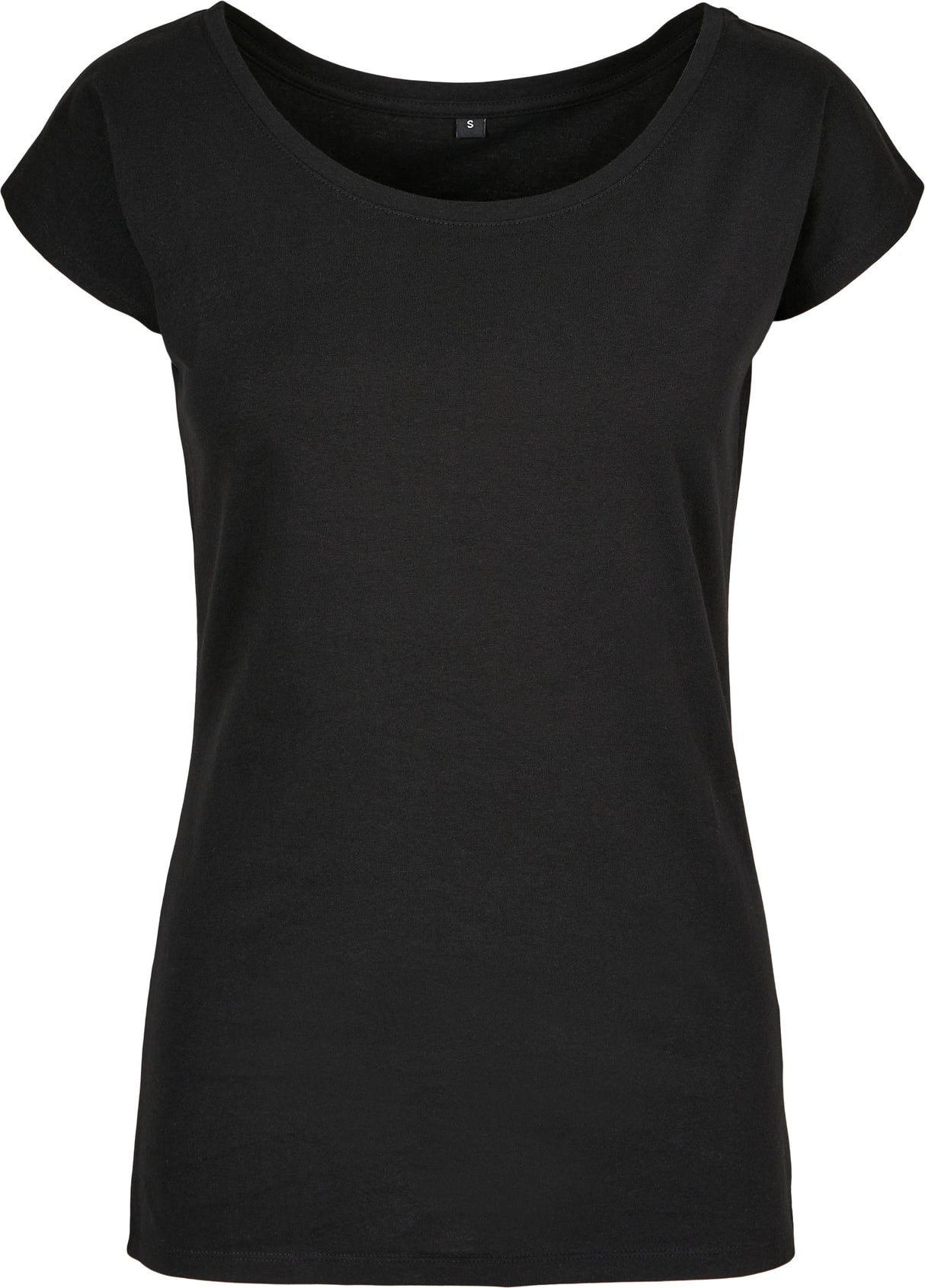 Build Your Brand Basic Women's Wide Neck Tee - Black