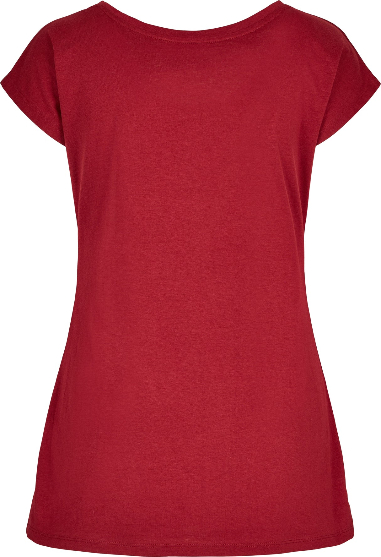 Build Your Brand Basic Women's Wide Neck Tee - Burgundy