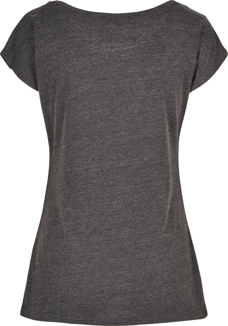 Build Your Brand Basic Women's Wide Neck Tee - Charcoal