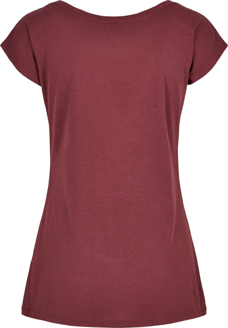 Build Your Brand Basic Women's Wide Neck Tee - Cherry