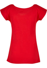 Build Your Brand Basic Women's Wide Neck Tee - City Red