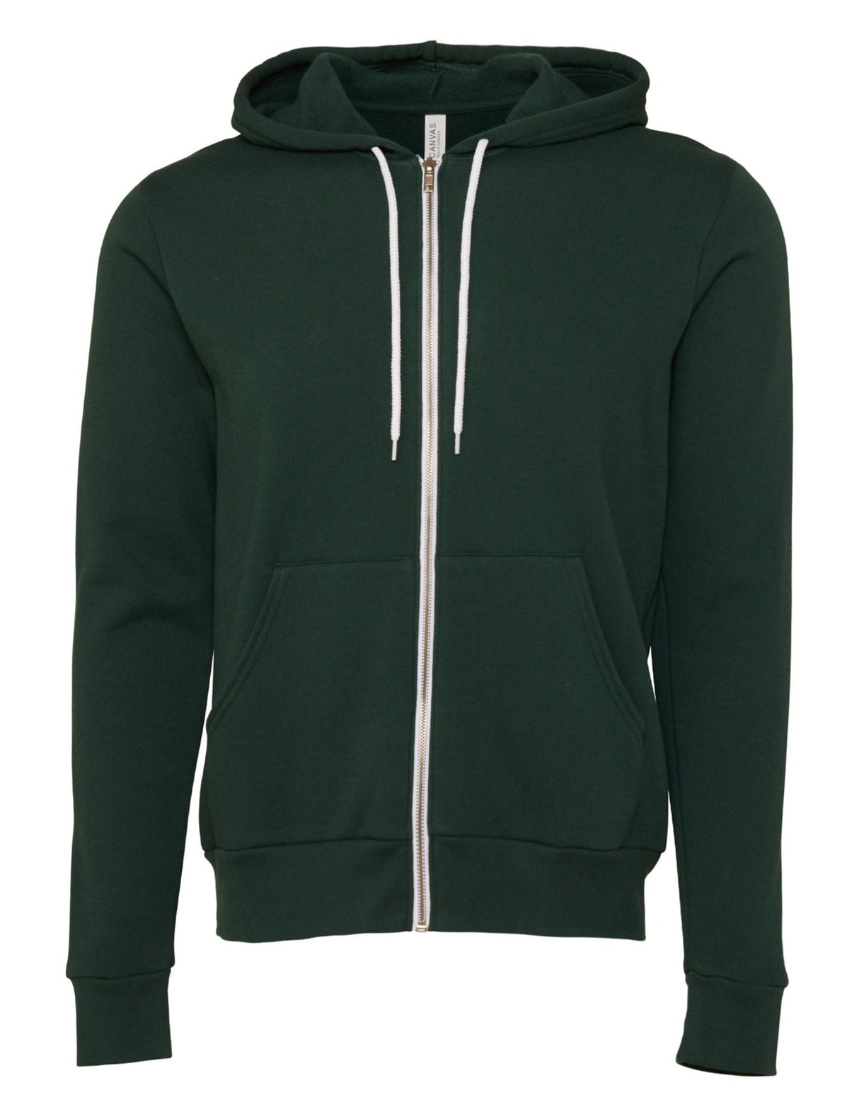 Bella Canvas Unisex Polycotton Fleece Full-Zip Hoodie - Forest