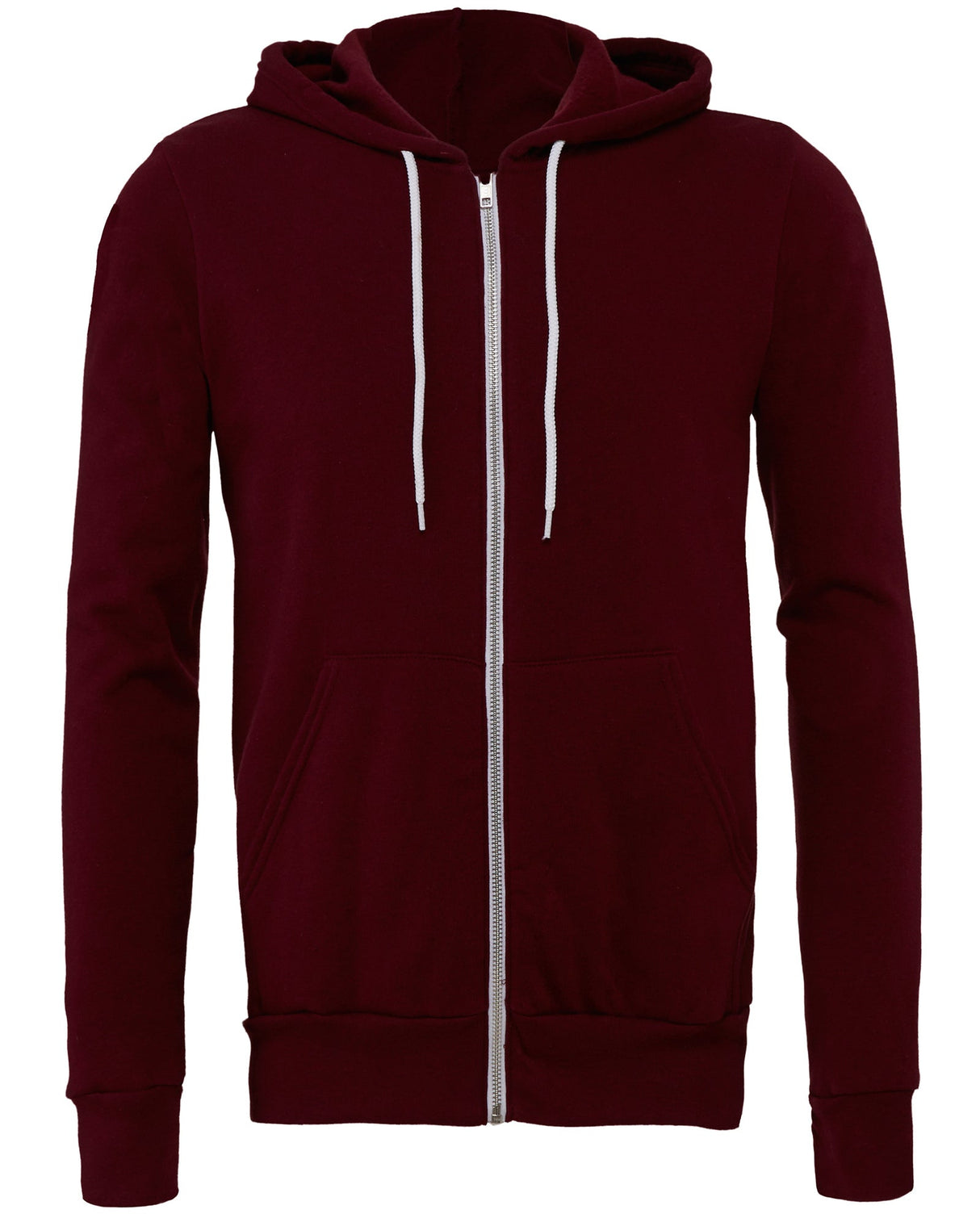 Bella Canvas Unisex Polycotton Fleece Full-Zip Hoodie - Maroon