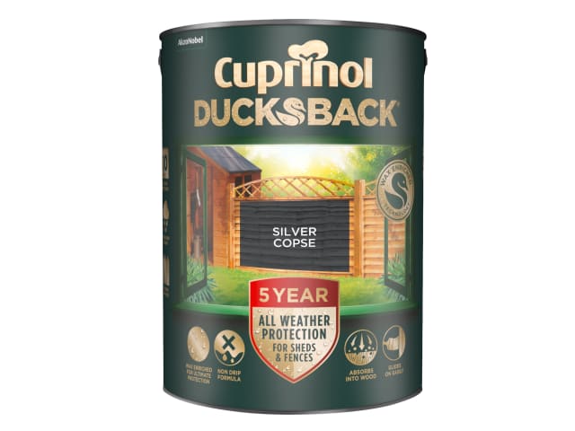 Cuprinol Ducksback 5 Year Waterproof for Sheds & Fences Silver Copse 5 litre