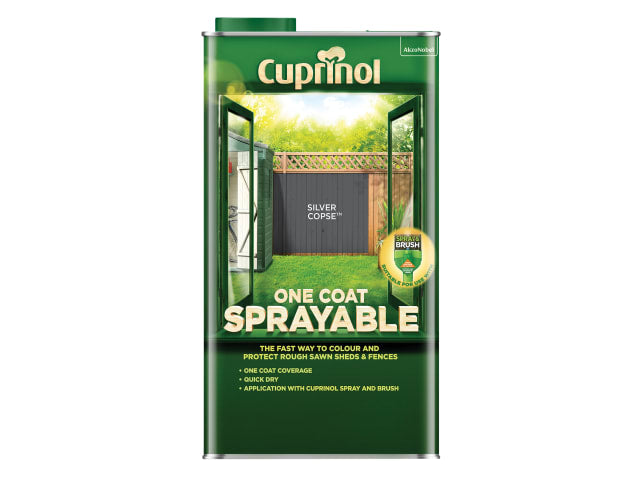 Cuprinol One Coat Sprayable Fence Treatment Silver Copse 5 litre