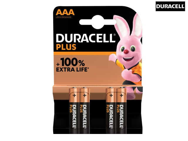 Duracell AAA Cell Plus Power +100% Batteries (Pack 4)