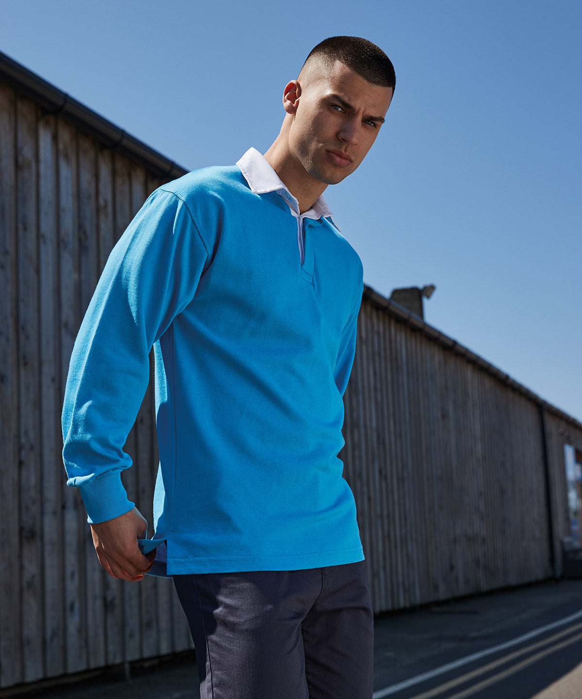 Front Row Long Sleeve Plain Rugby Shirt