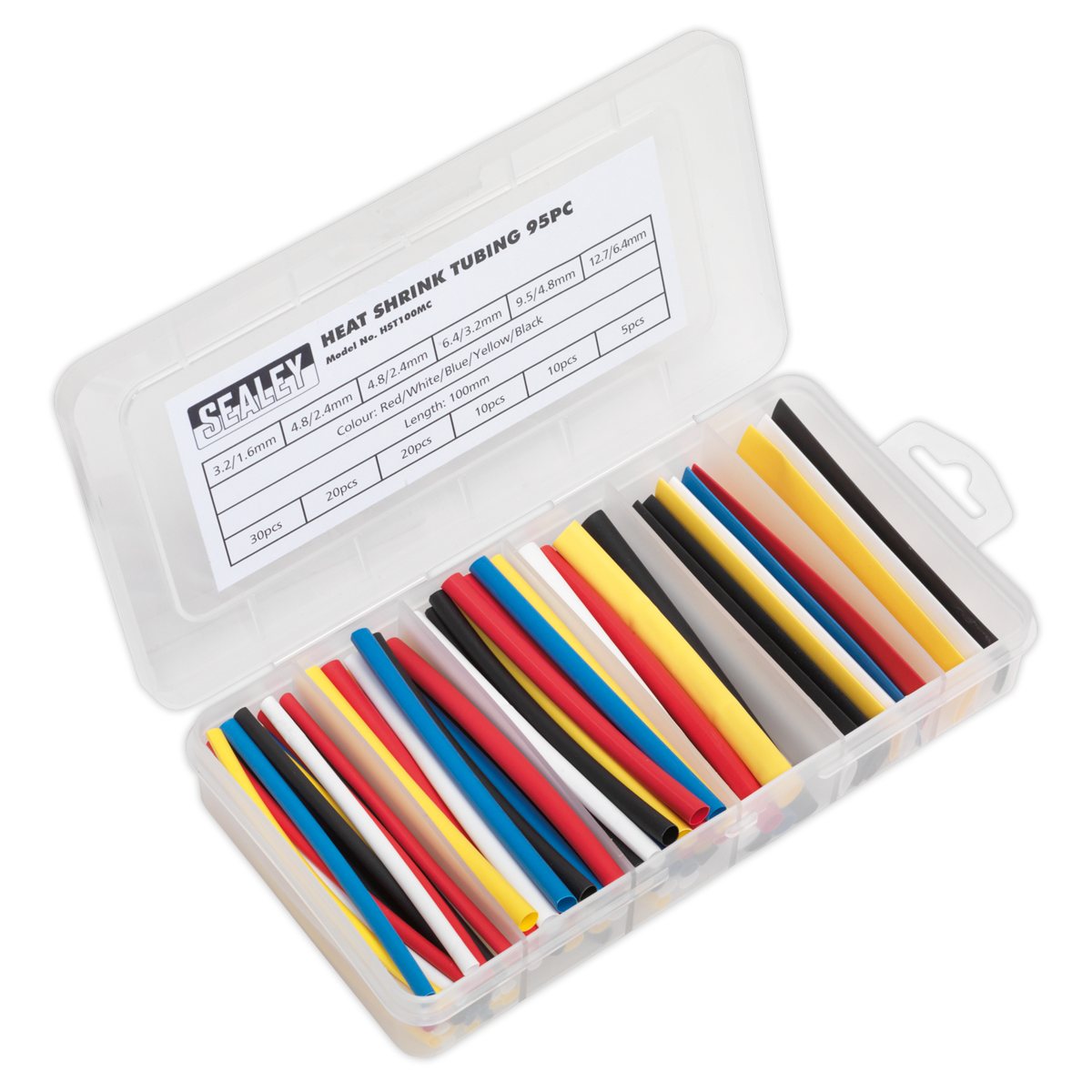 Sealey Heat Shrink Tubing Assortment 95pc 100mm Mixed Colours