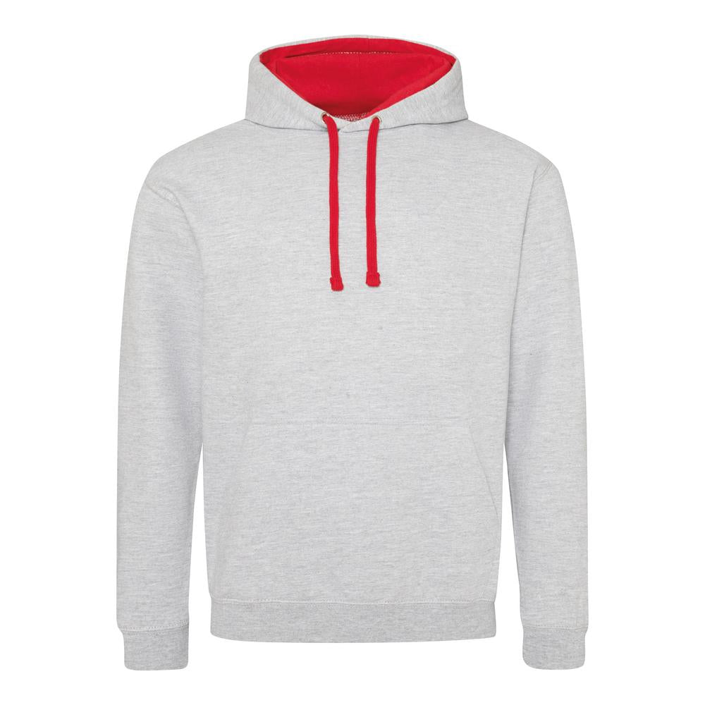 Awdis Just Hoods Varsity Hoodie - Heather Grey/Fire Red*