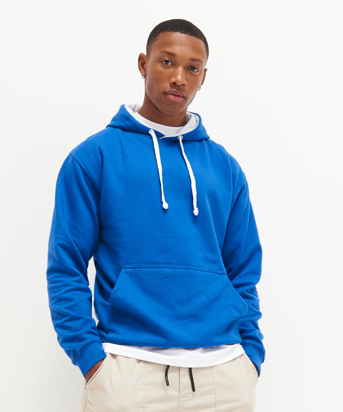 Awdis Just Hoods Varsity Hoodie - Heather Grey/Sapphire Blue