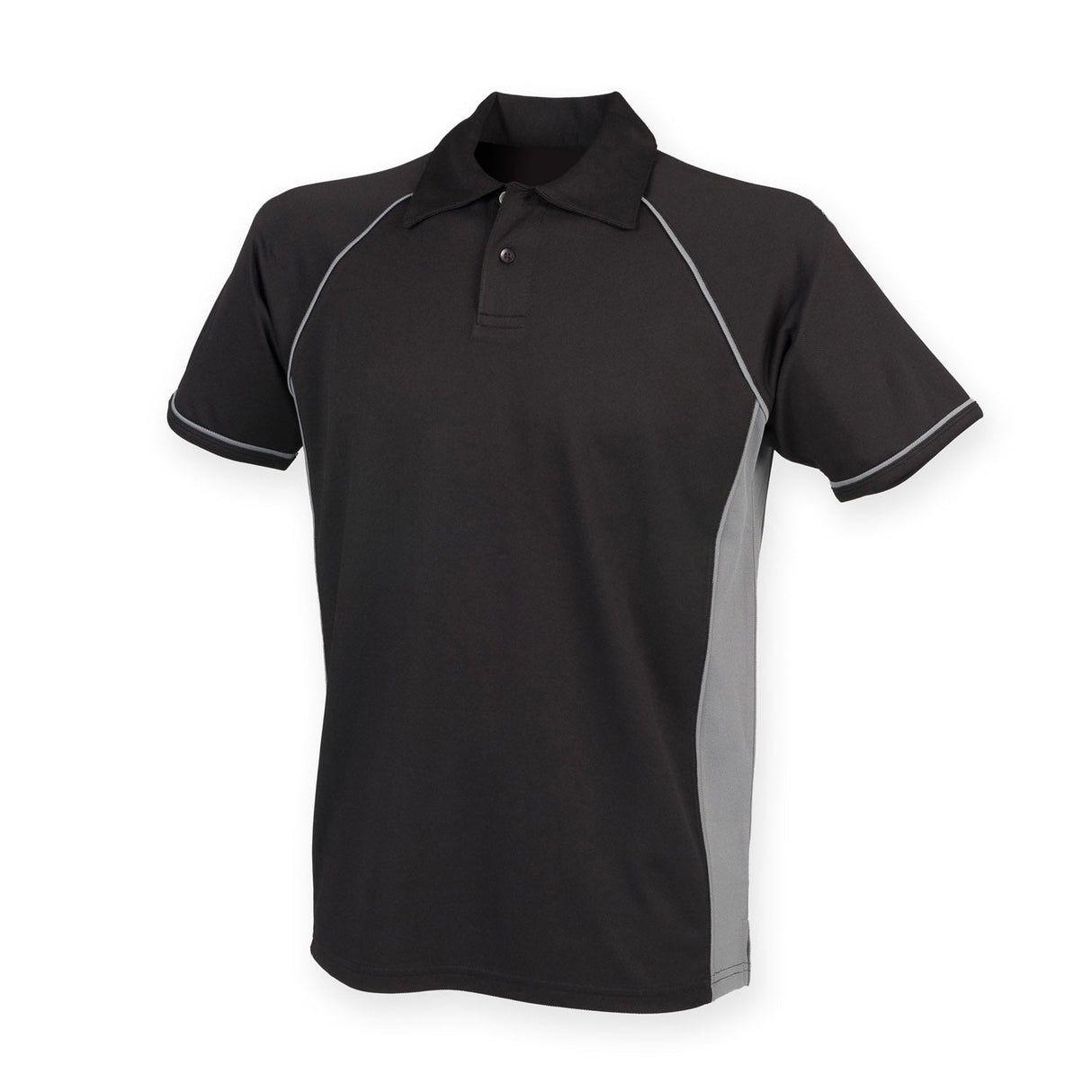 Finden & Hales Piped Performance Polo - Black/Gunmetal Grey†