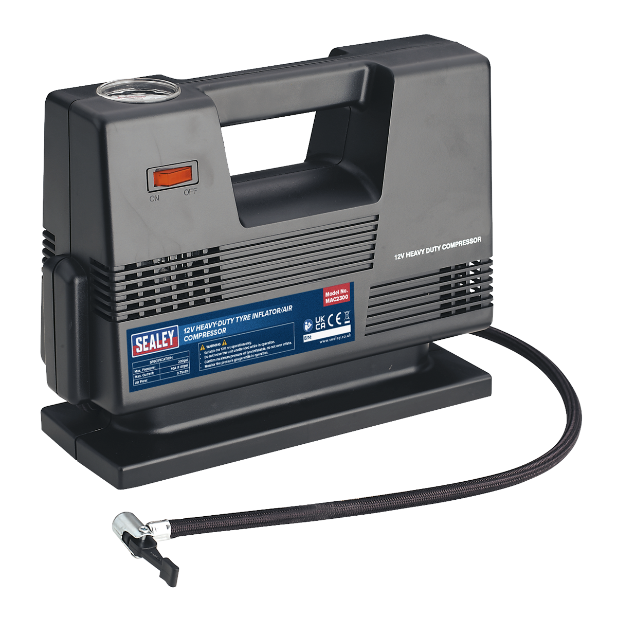 Sealey Tyre Inflator/Air Compressor 12V Heavy-Duty