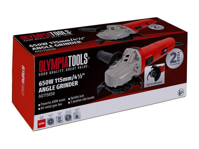 Olympia Power Tools Angle Grinder 115mm (4.1/2in) 650W 240V